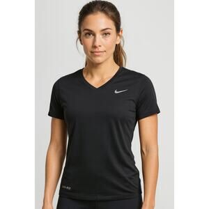 Nike pro combat fitted M womens black active performance top v neck casual run